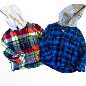 Two Gymboree Plaid button down hoodie, boys 2T